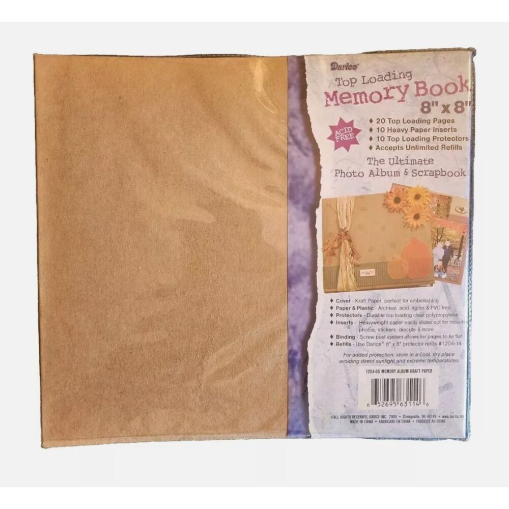 Darice Top Loading Memory Book - 8 in. x 8 in. - 20 Top Loading Pages - NEW!